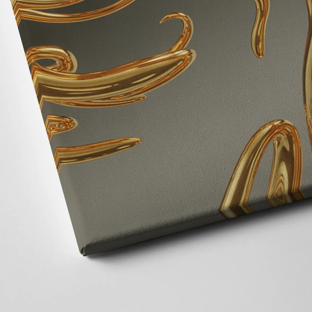 Ethereal Liquid Gold Abstract Canvas Close Up