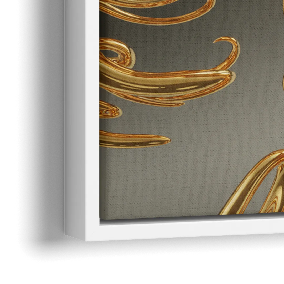 Ethereal Liquid Gold Abstract - Close-Up White Frame Canvas
