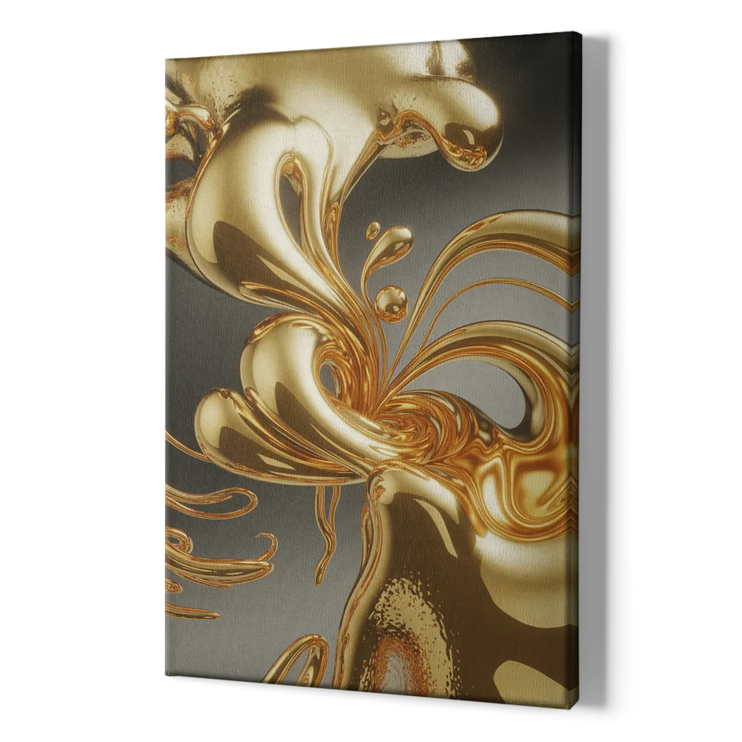 Ethereal Liquid Gold Abstract - Canvas Print Art Sides