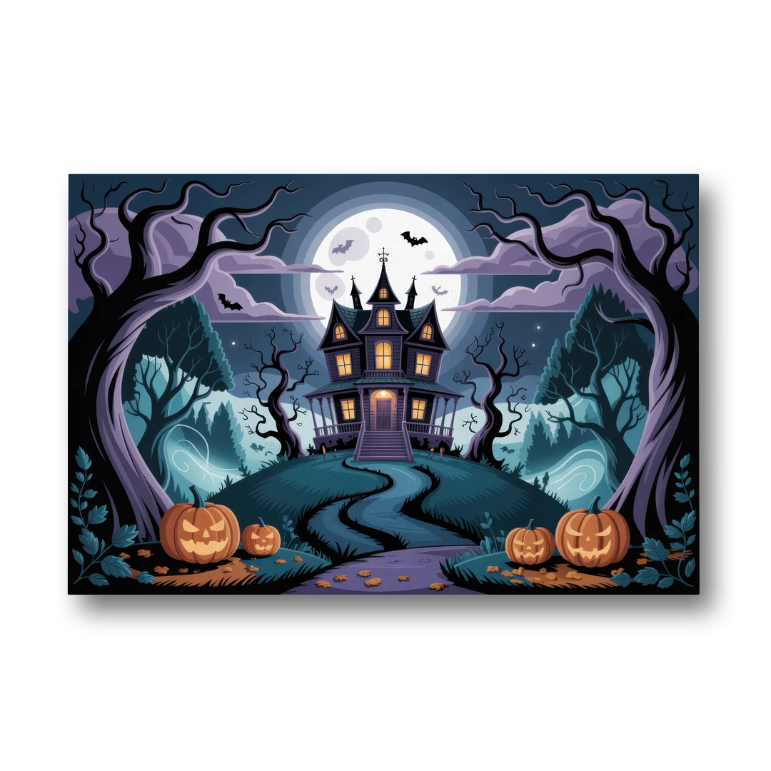 Ethereal Mansion Enchantment Halloween - Canvas Wall Art - Front