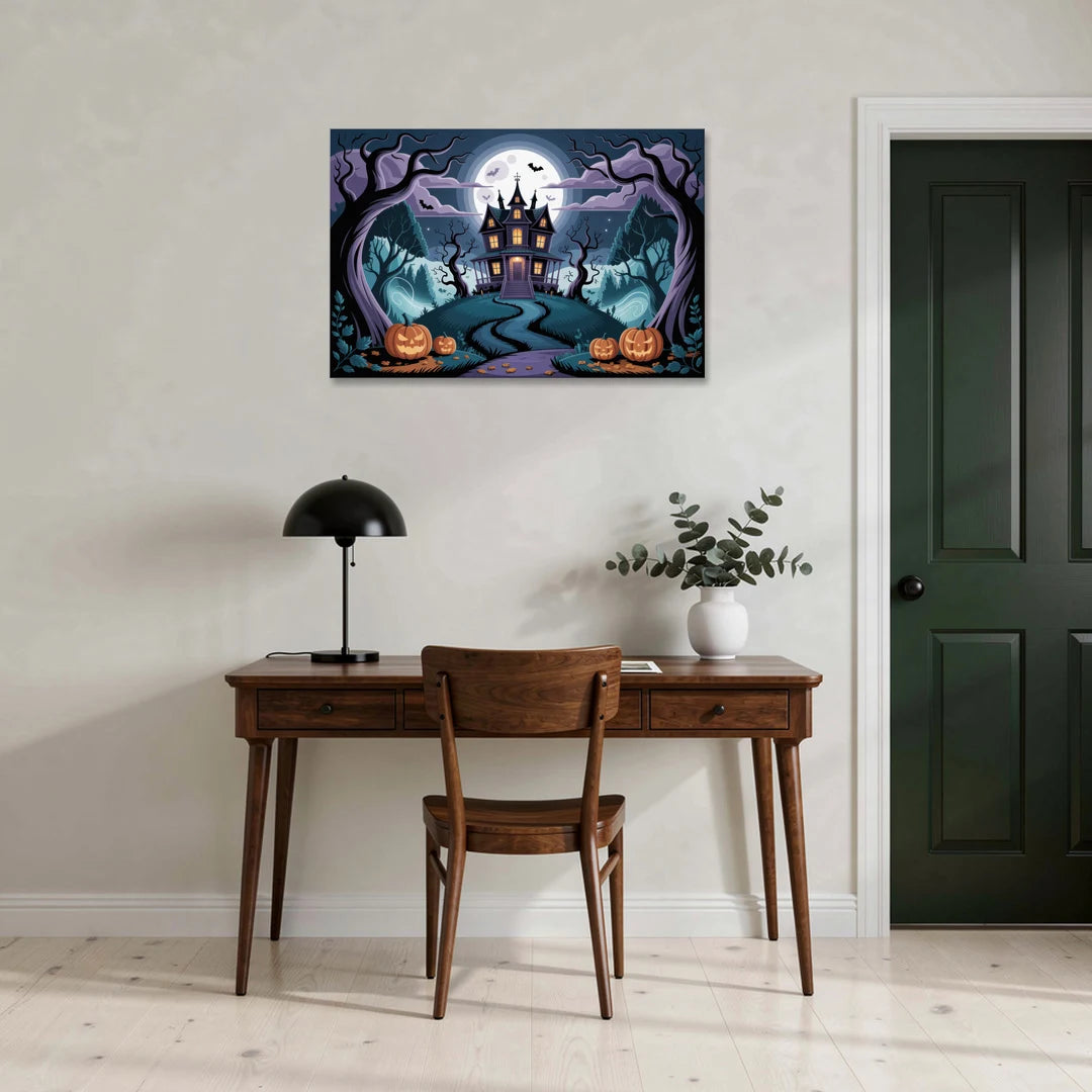 Ethereal Mansion Enchantment Halloween - Canvas Wall Art - Office - 36x24