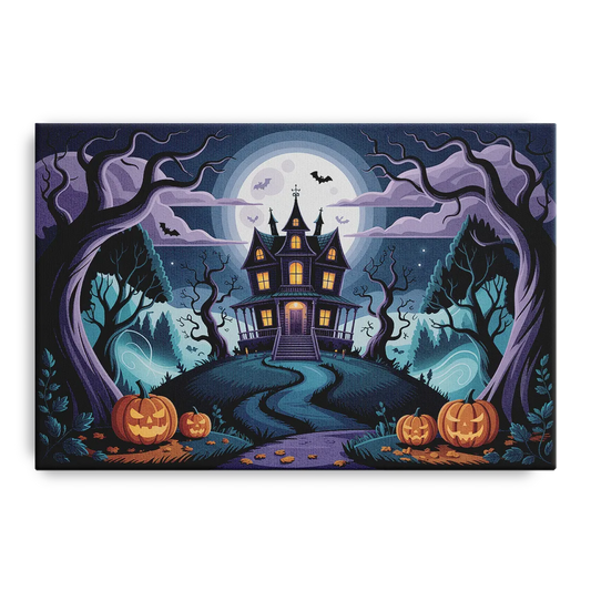 Ethereal Mansion Enchantment Halloween - Canvas Wall Art