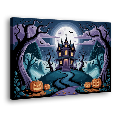 Ethereal Mansion Enchantment Halloween - Canvas Wall Art