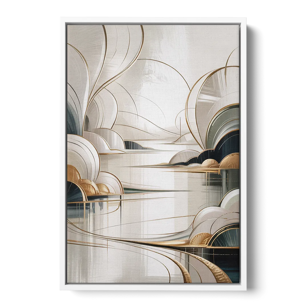 Ethereal Minimalist Serenity White Abstract - White Frame Canvas