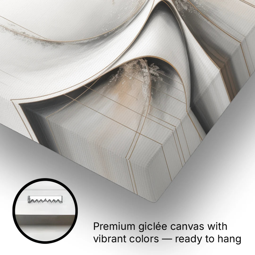 Ethereal Serenity White Abstract - Canvas Wall Art - Gallery Wrap Corner