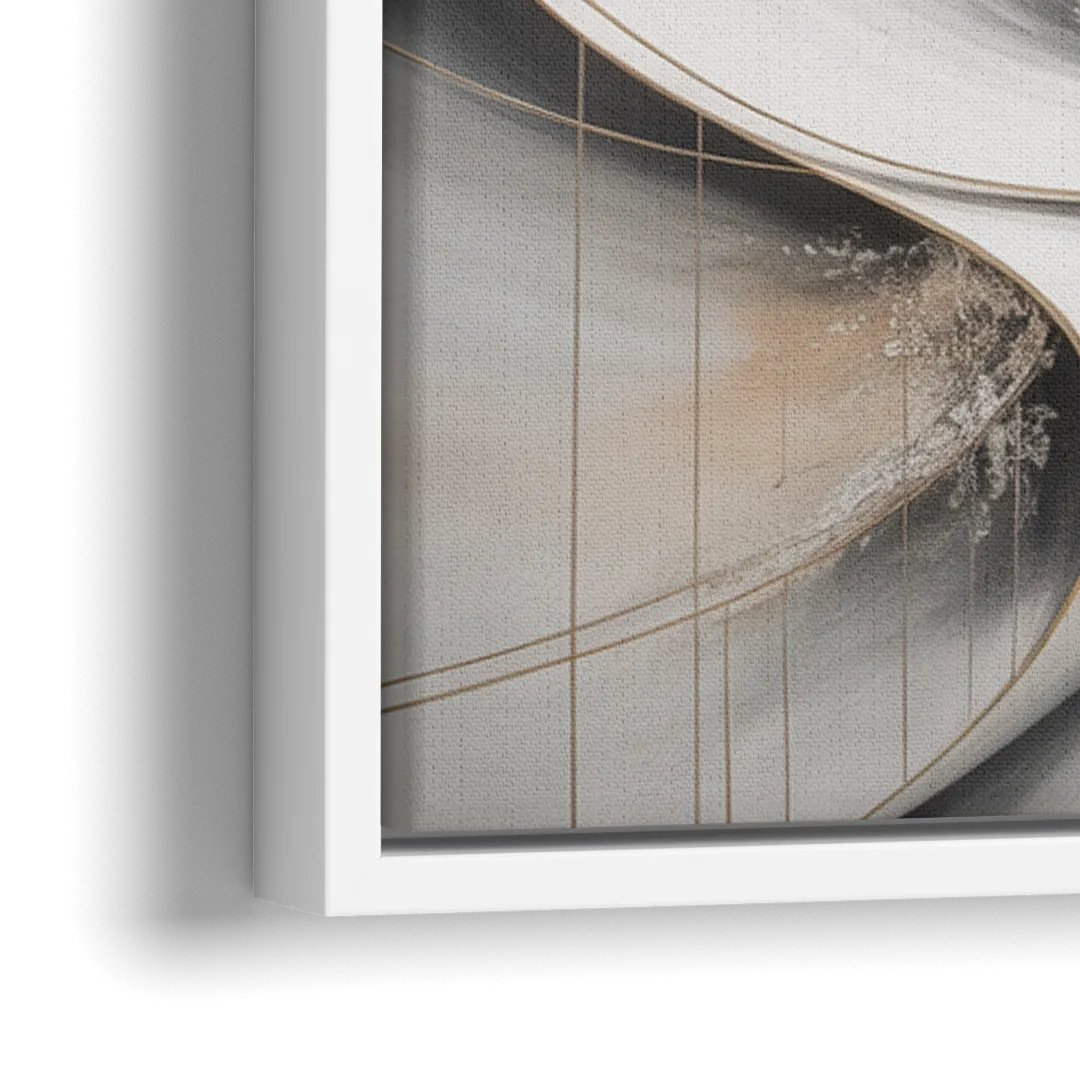 Ethereal Serenity White Abstract - Close-Up White Frame Canvas
