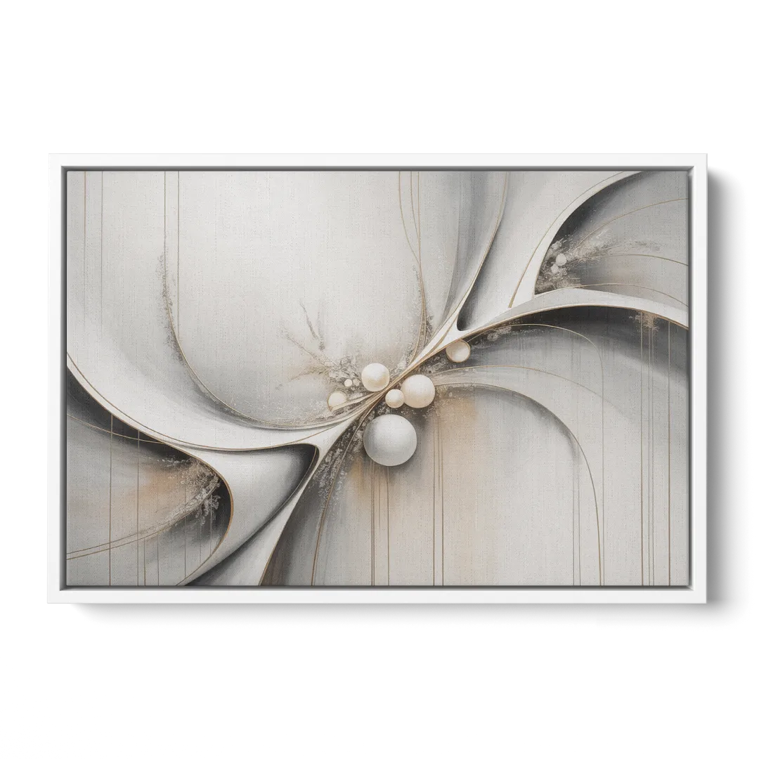Ethereal Serenity White Abstract - White Frame Canvas