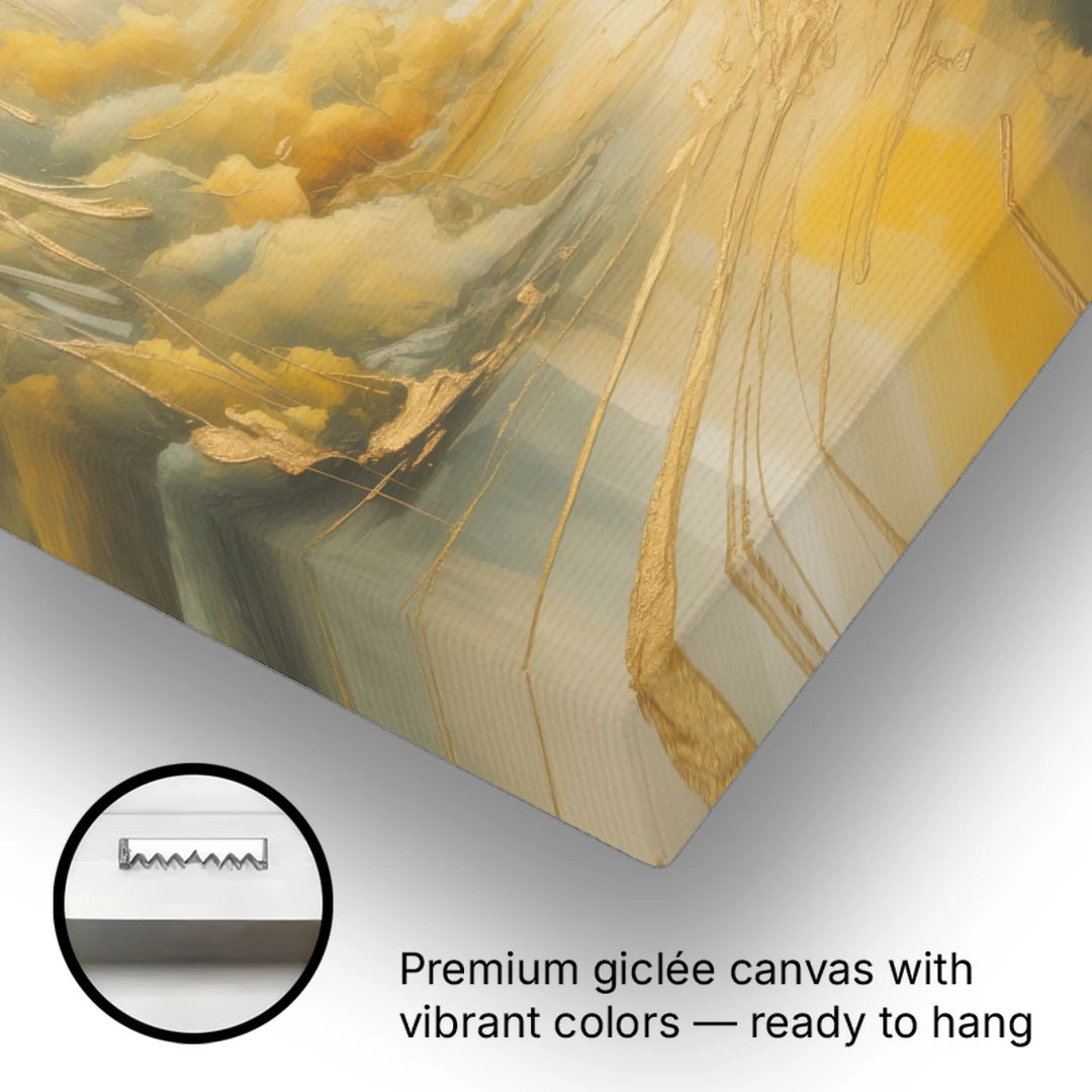 Ethereal Sunlight Yellow Abstract - Canvas Wall Art - Gallery Wrap Corner