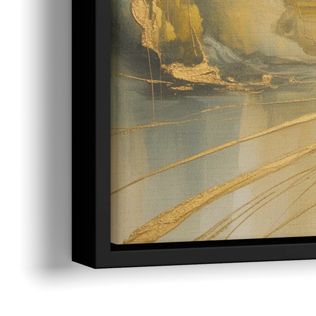 Ethereal Sunlight Yellow Abstract - Close-Up Black Frame Canvas