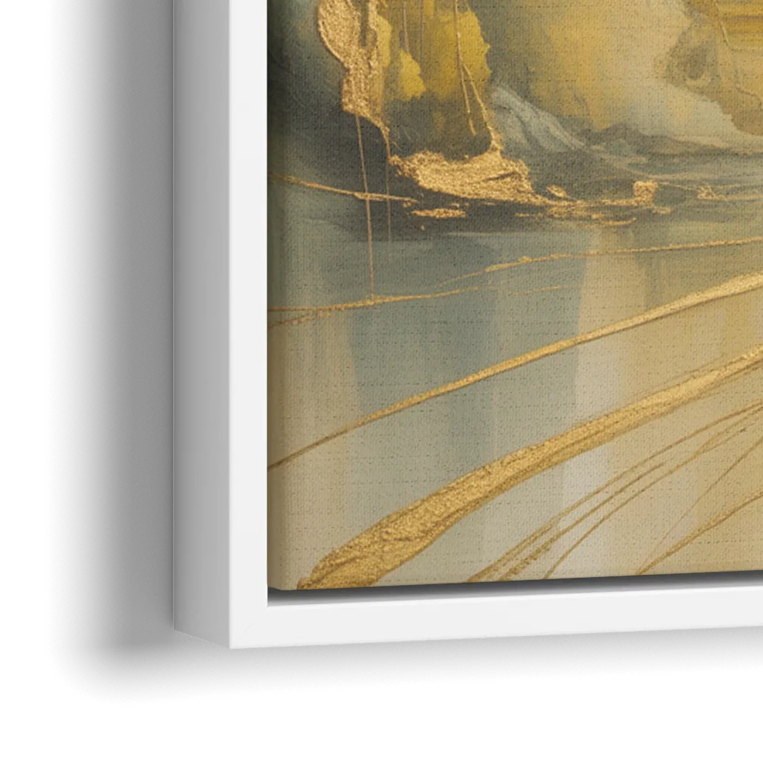 Ethereal Sunlight Yellow Abstract - Close-Up White Frame Canvas