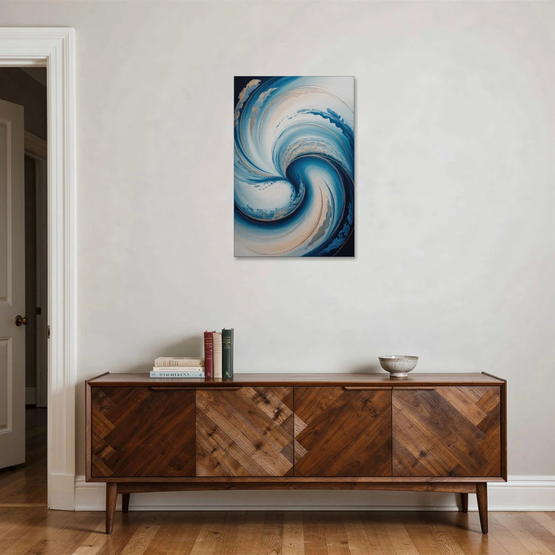 Ethereal Swirls in Blue Abstract - Canvas Wall Art - Coffee Table - 24x36