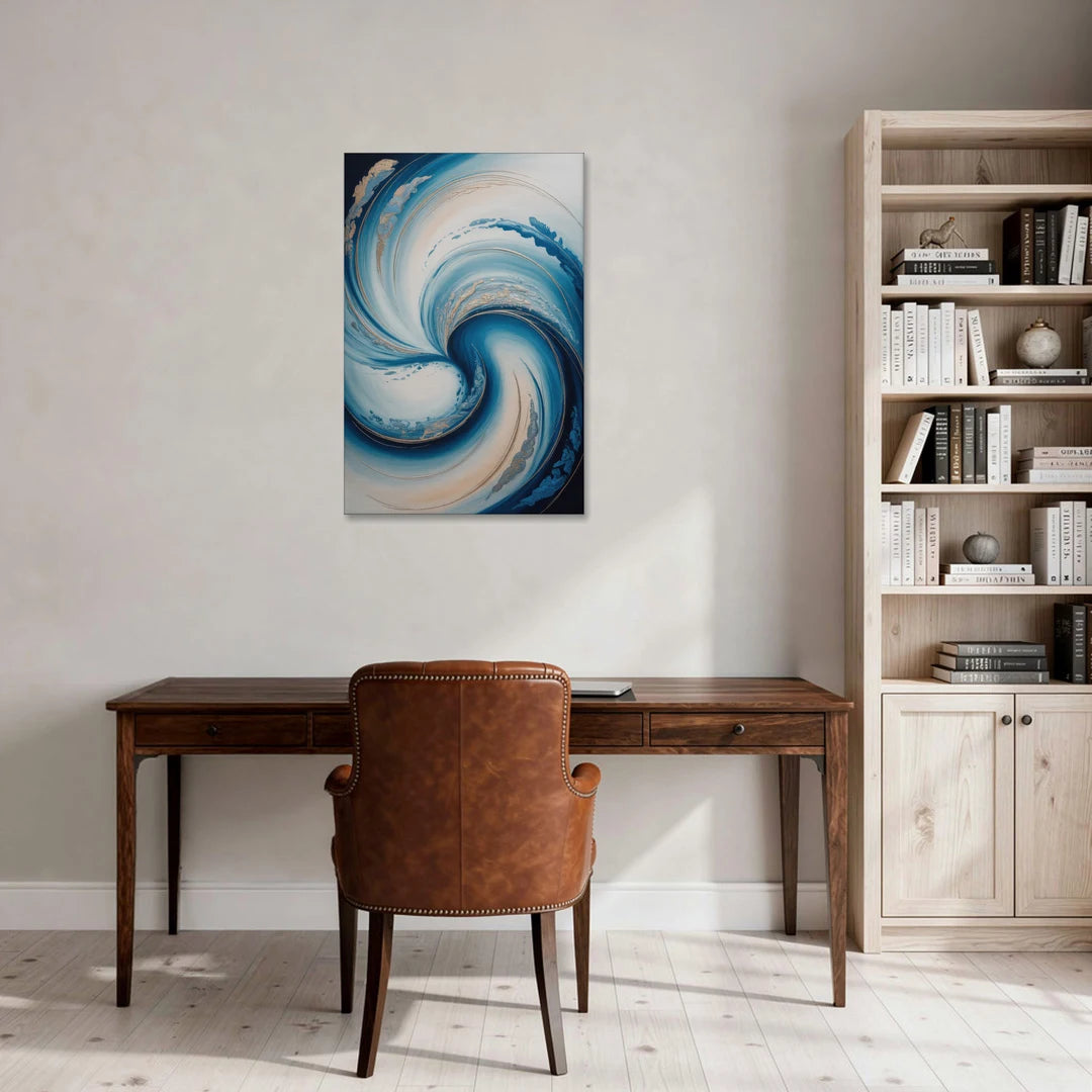 Ethereal Swirls in Blue Abstract - Canvas Wall Art - Office - 24x36