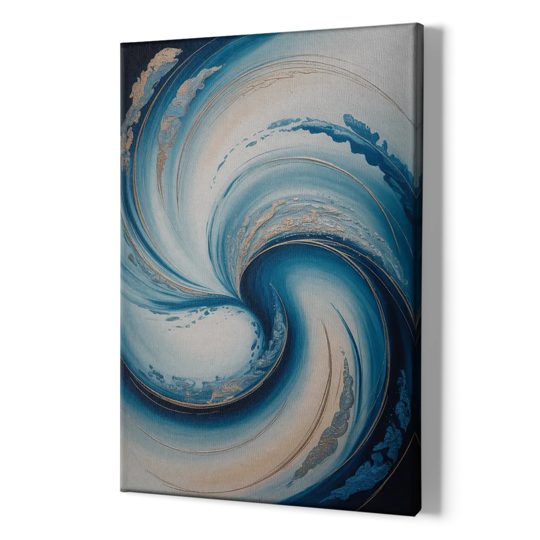 Ethereal Swirls in Blue Abstract - Canvas Print Art Sides