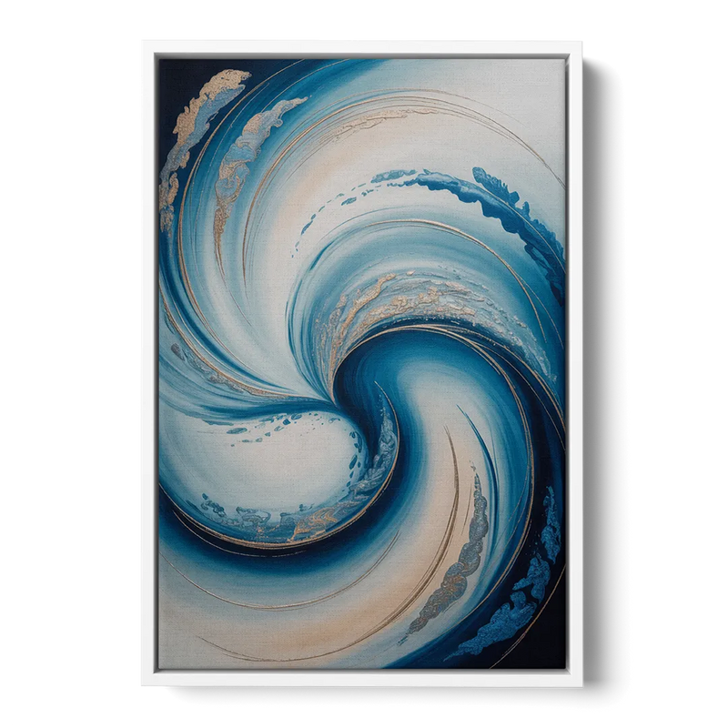 Ethereal Swirls in Blue Abstract Front - White Canvas Wall Art