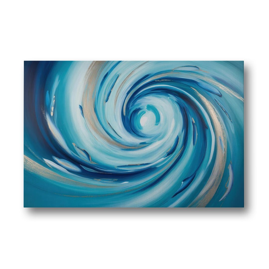 Ethereal Vortex Oceanic Blue Abstract - Canvas Wall Art - Front