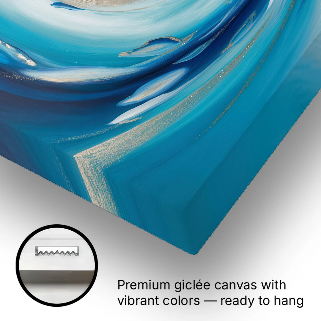 Ethereal Vortex Oceanic Blue Abstract - Canvas Wall Art - Gallery Wrap Corner