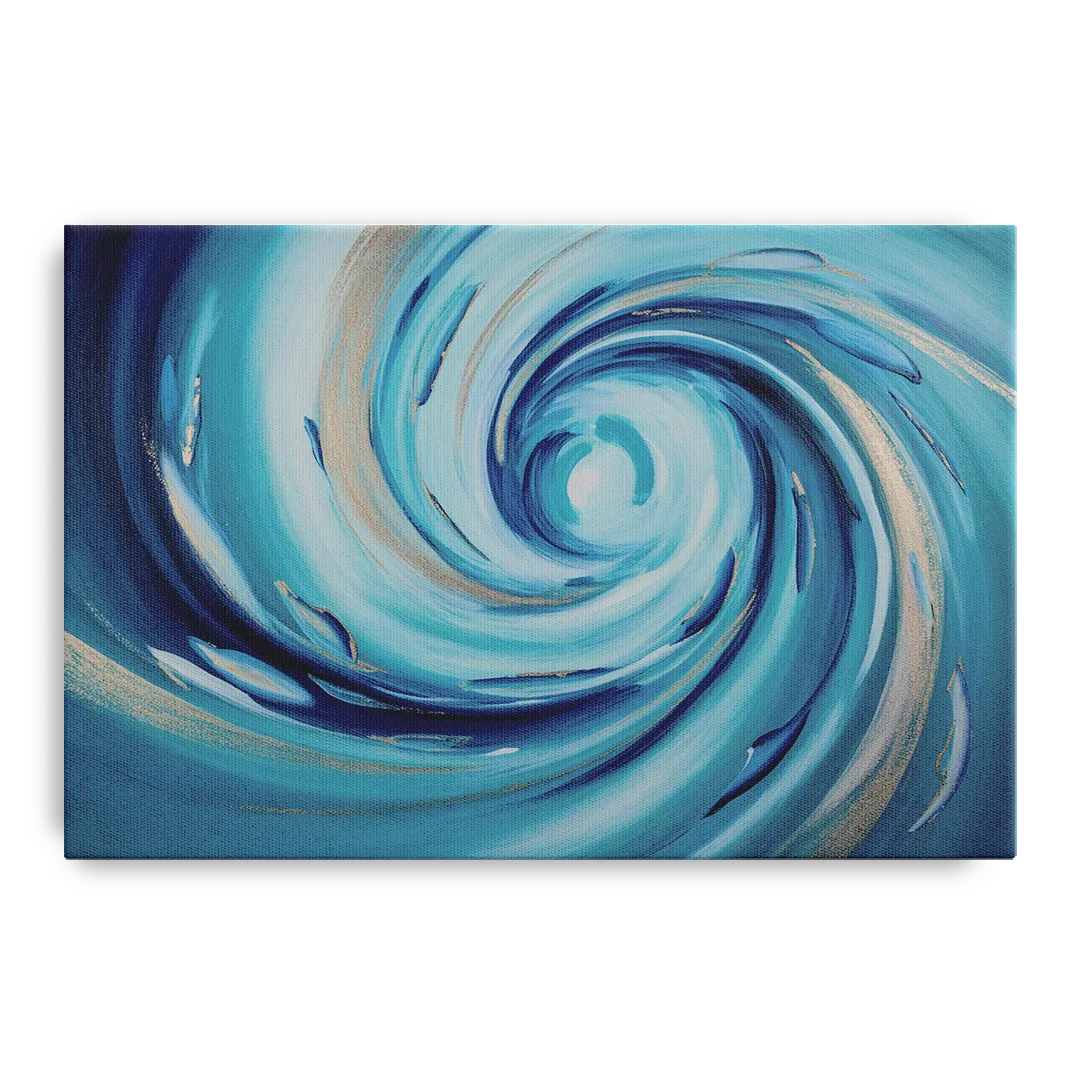 Ethereal Vortex Oceanic Blue Abstract - Canvas Wall Art