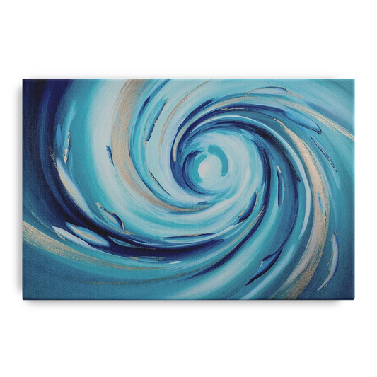 Ethereal Vortex Oceanic Blue Abstract - Canvas Wall Art