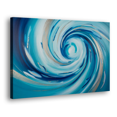 Ethereal Vortex Oceanic Blue Abstract - Canvas Wall Art