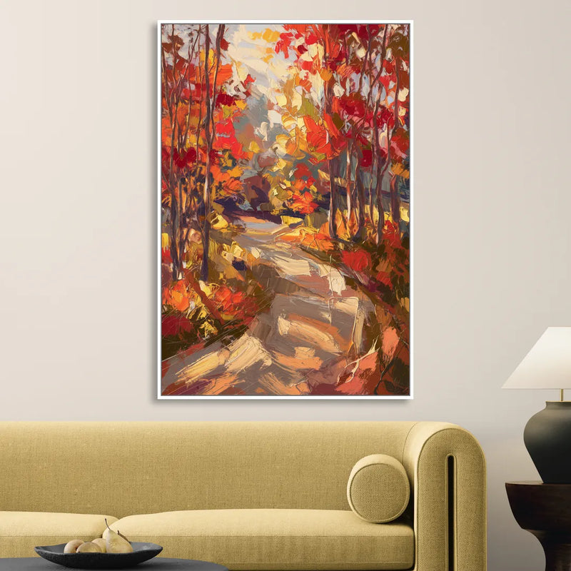 Eugene Autumn Scene Sitting Room - White Canvas Wall Art