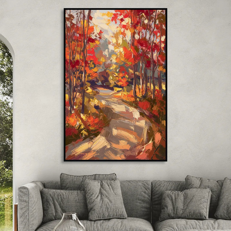Eugene Autumn Scene Sitting Room - Black Canvas Wall Art