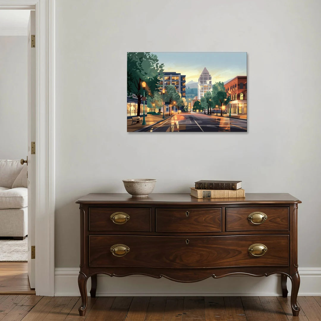 Eugene Cityscape Downtown - Canvas Wall Art - Coffee Table - 36x24
