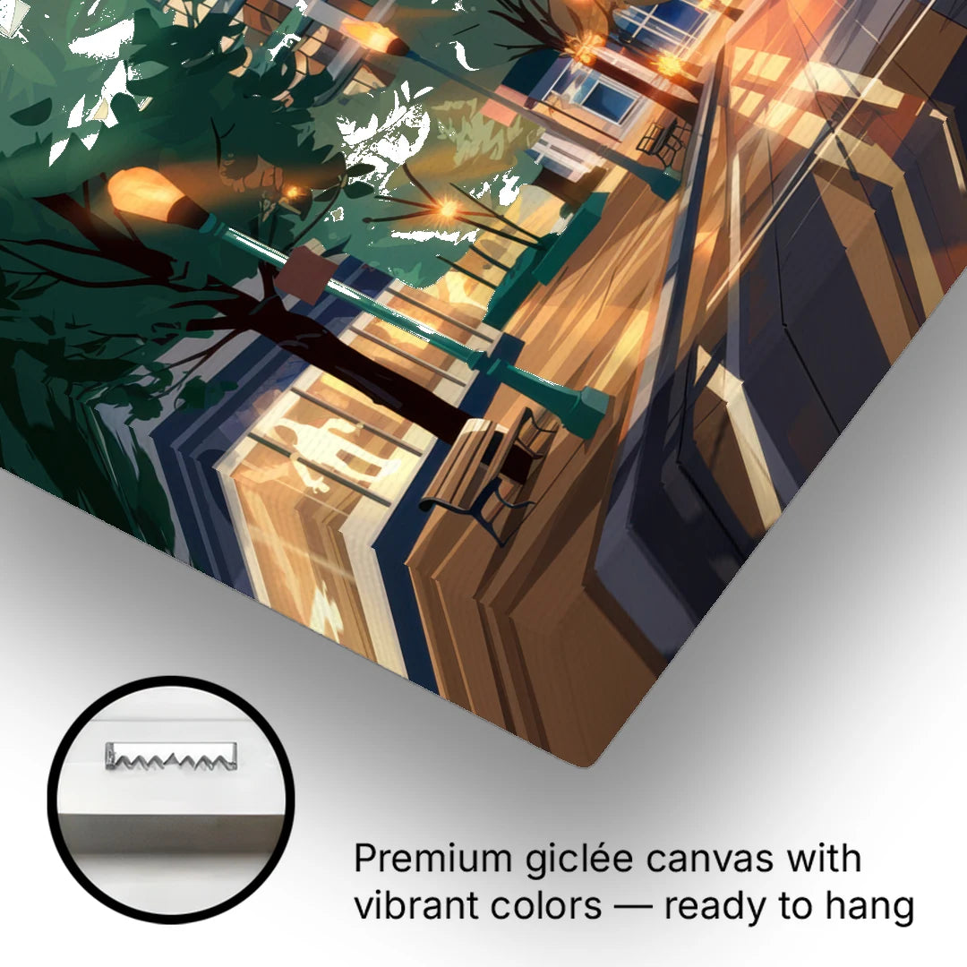 Eugene Cityscape Downtown - Canvas Wall Art - Gallery Wrap Corner