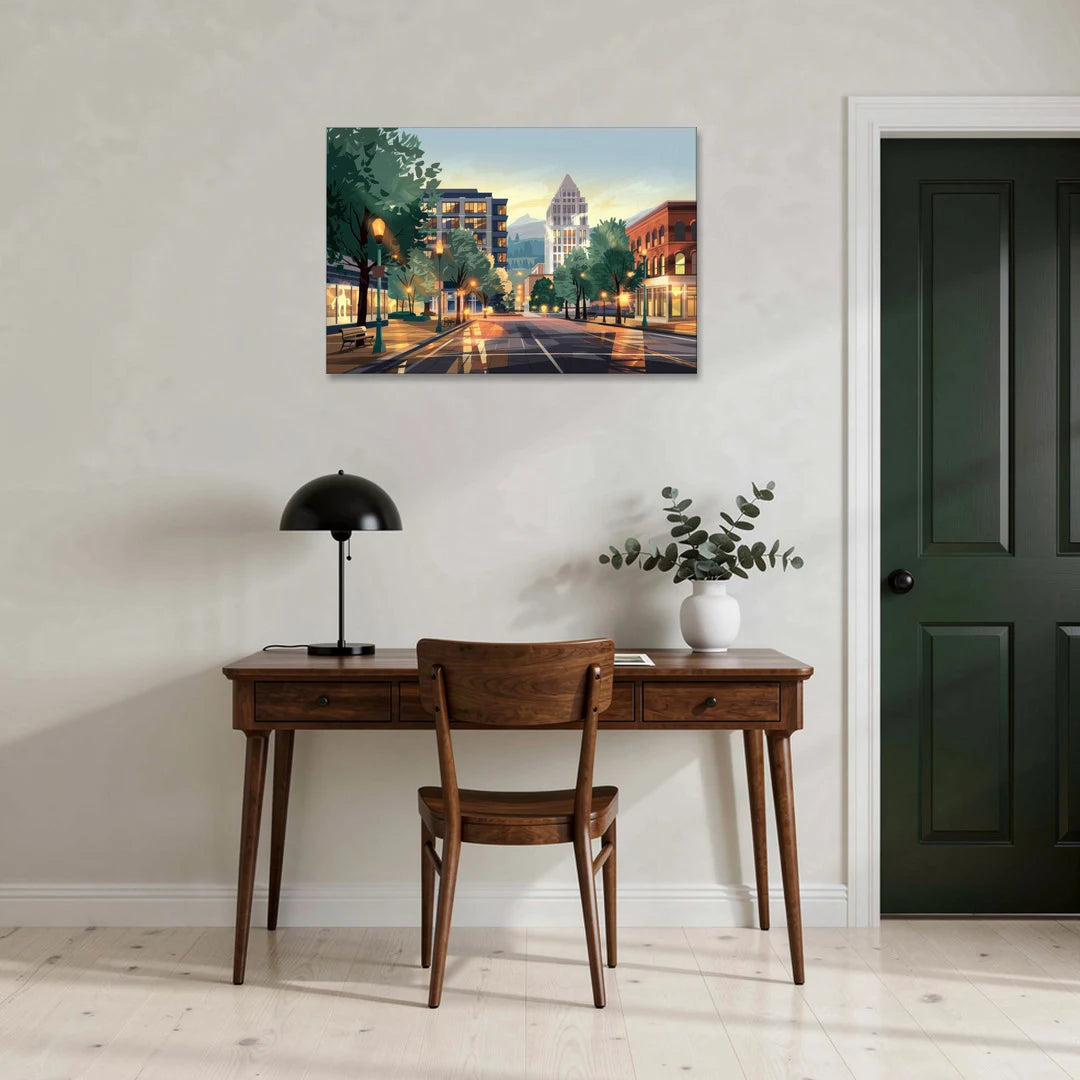 Eugene Cityscape Downtown - Canvas Wall Art - Office - 36x24