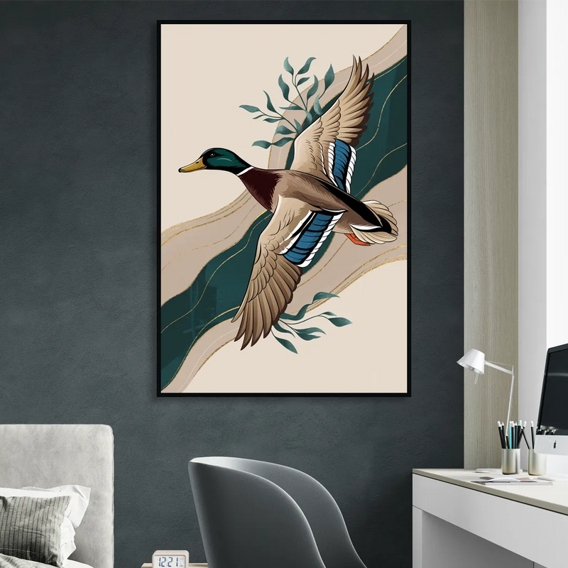 Eugene Ducks Fan Design Sitting Room - Black Canvas Wall Art