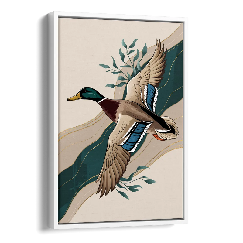 Eugene Ducks Fan Design Side - White Canvas Wall Art