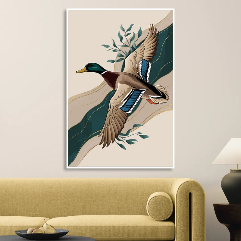 Eugene Ducks Fan Design Living Room - White Canvas Wall Art