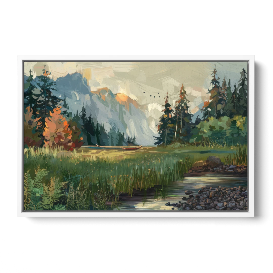 Eugene Pacific Northwest Style - White Framed Canvas Wall Art - Front