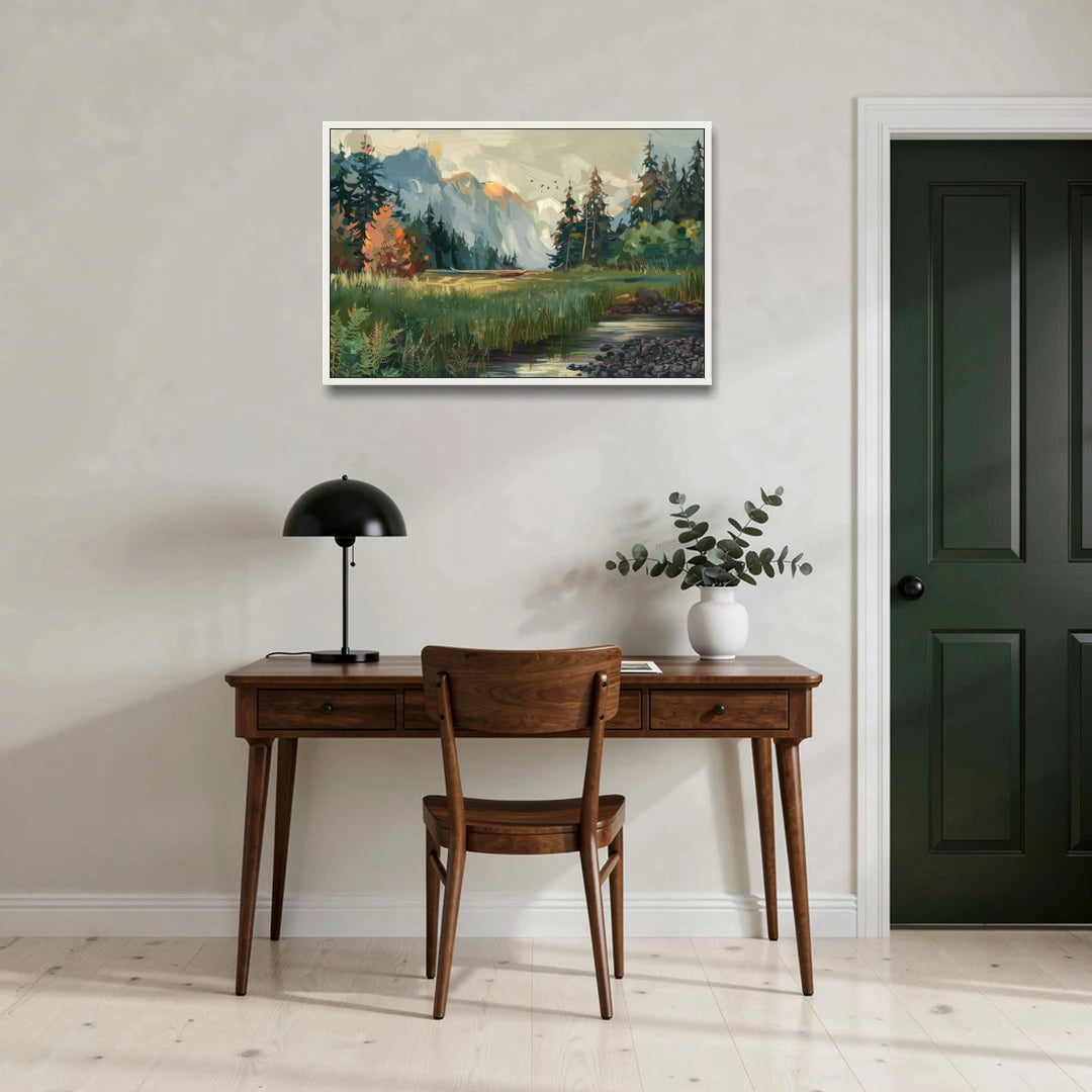Eugene Pacific Northwest Style - White Framed Canvas Wall Art - Office - 36x24