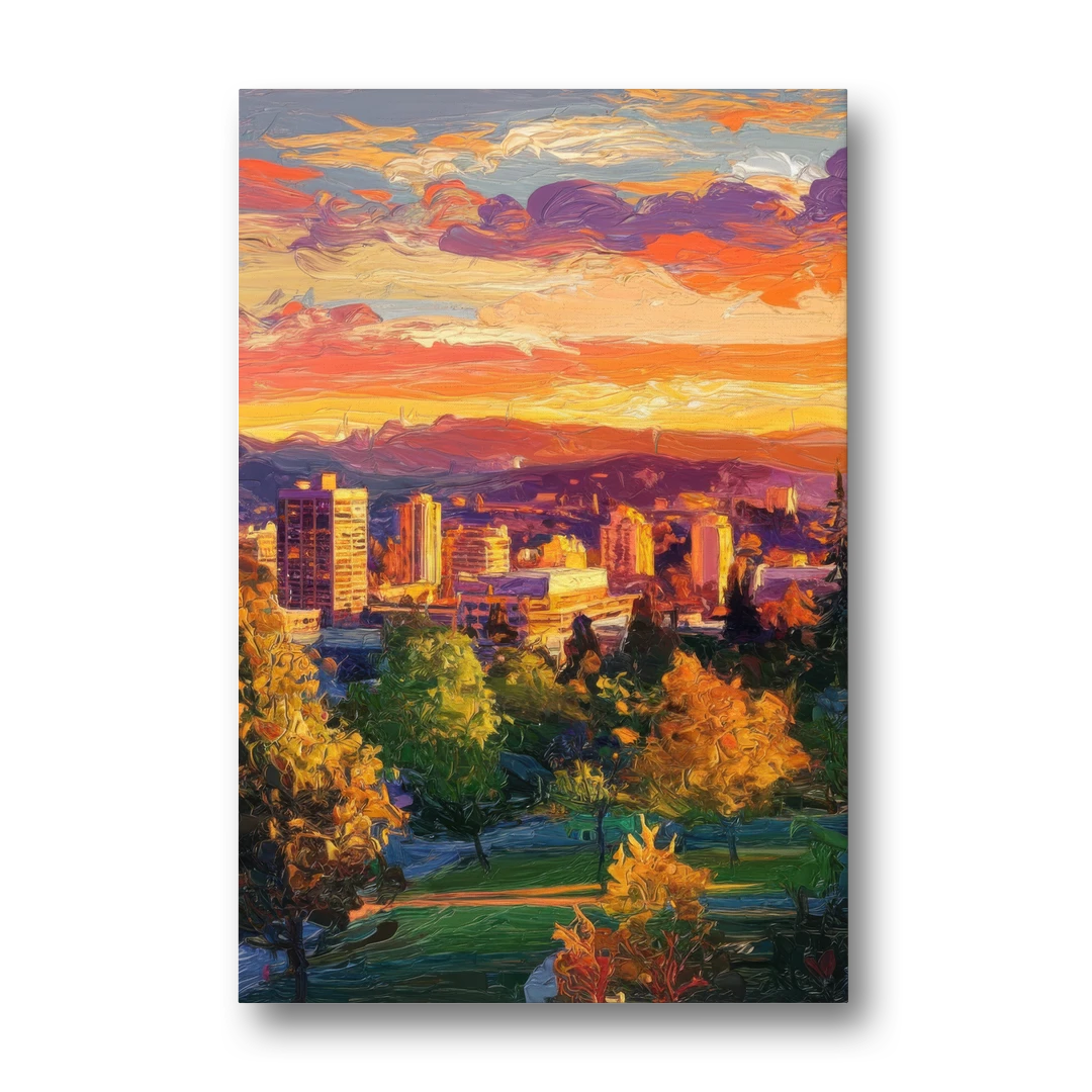 Eugene Skyline at Sunset - Canvas Wall Art - Front