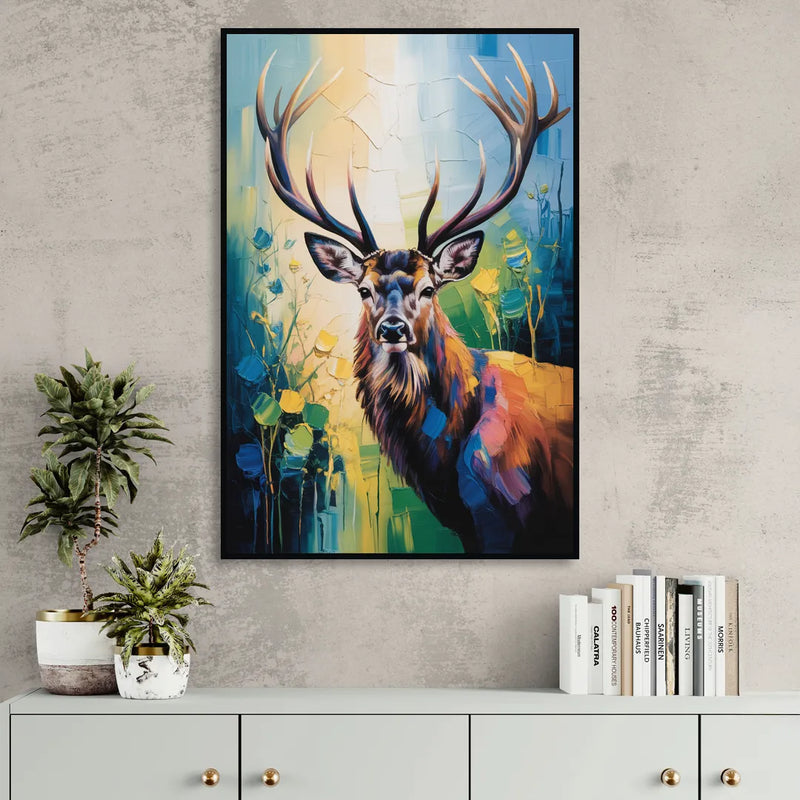 Expressive Deer Sketch Sitting Room - Black Canvas Wall Art