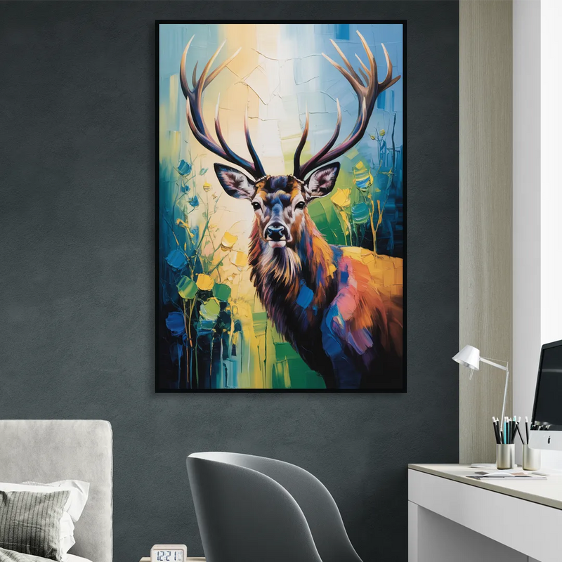 Expressive Deer Sketch Living Room - Black Canvas Wall Art