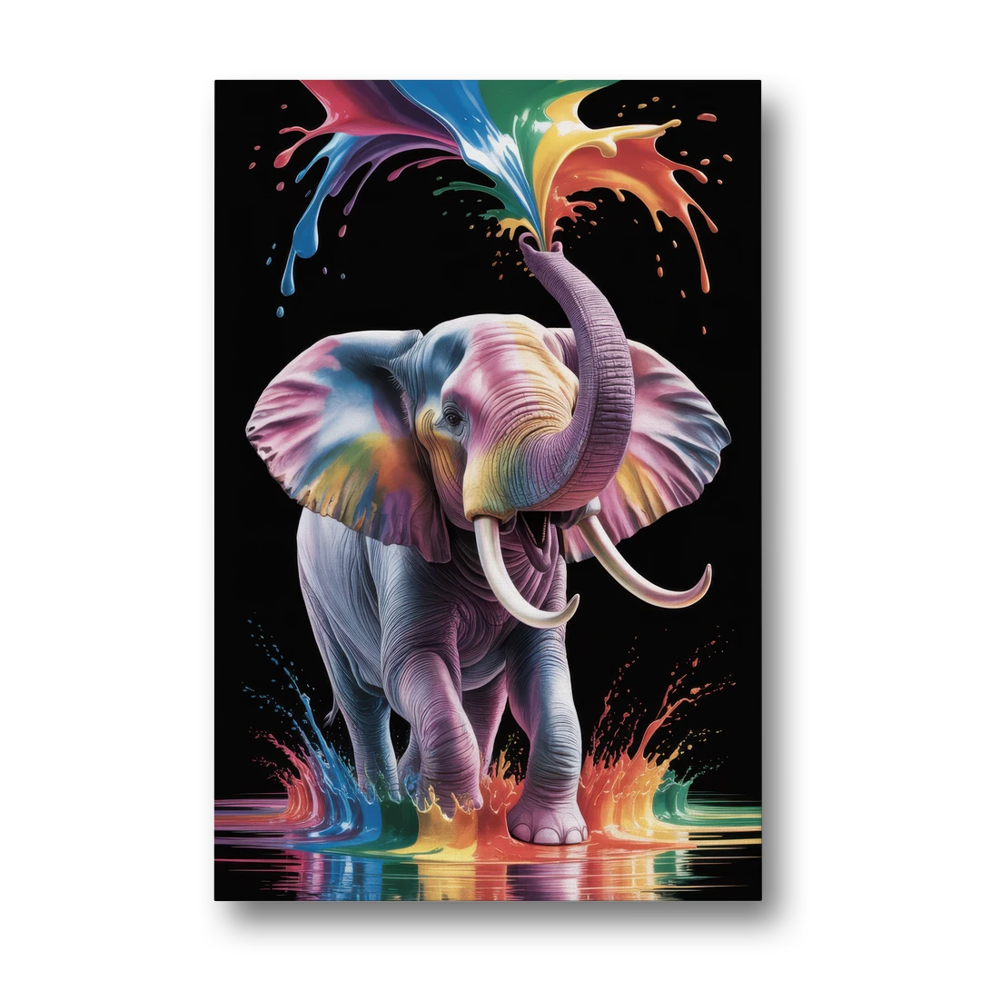 Expressive Pop Art Elephant - Canvas Wall Art - Front