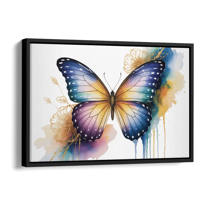 Exquisite Butterfly Sculpture Side - Black Canvas Wall Art