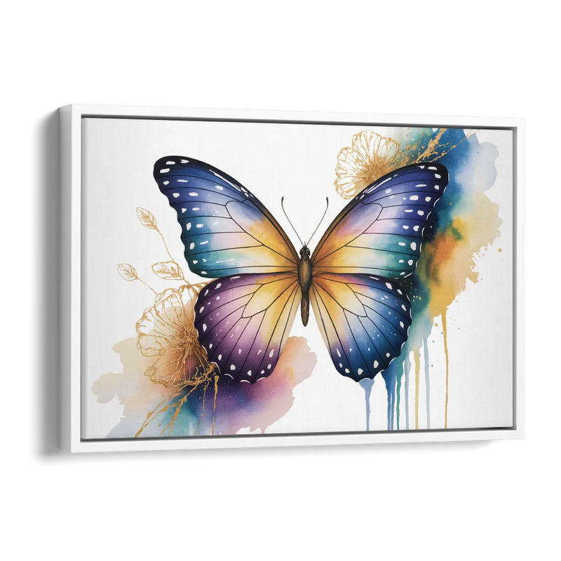 Exquisite Butterfly Sculpture Side - White Canvas Wall Art