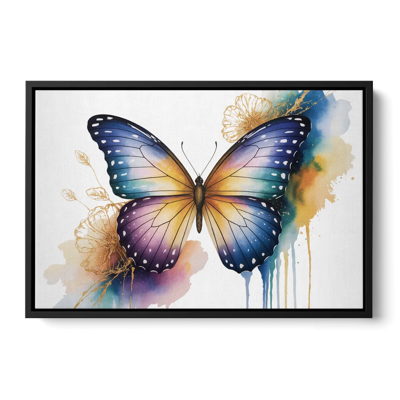 Exquisite Butterfly Sculpture Front - Black Canvas Wall Art