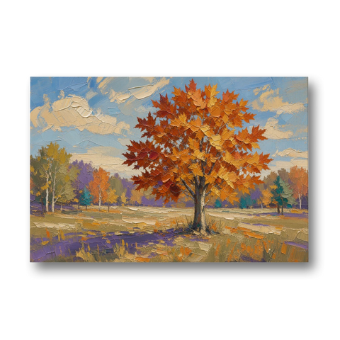 Fall Landscape Painting of a Blazing Maple - Canvas Wall Art
