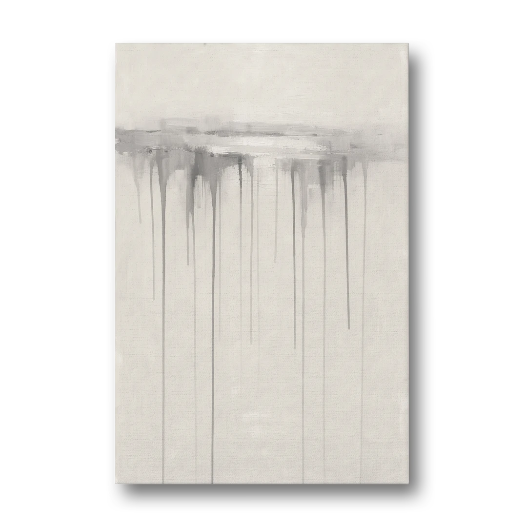 Falling Grey Rain Lines for the Dining Room - Canvas Wall Art - Front