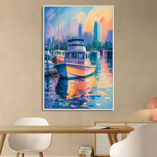False Creek Boats Living Room - White Canvas Wall Art