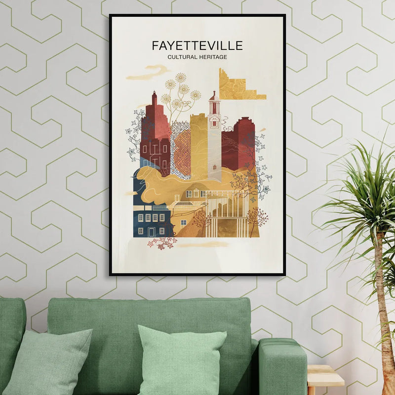 Fayetteville Cultural Heritage Living Room - Black Canvas Wall Art