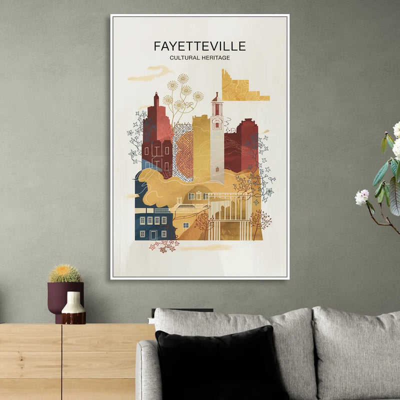Fayetteville Cultural Heritage Living Room - White Canvas Wall Art