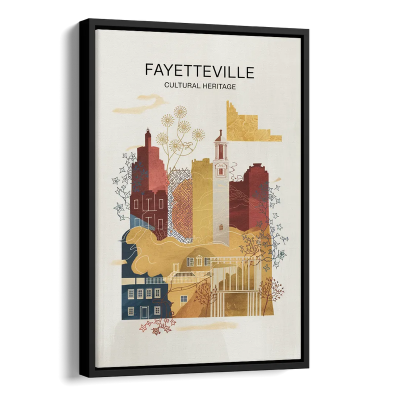 Fayetteville Cultural Heritage Side - Black Canvas Wall Art