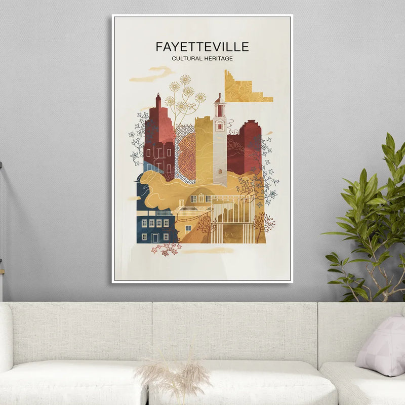 Fayetteville Cultural Heritage Sitting Room - White Canvas Wall Art