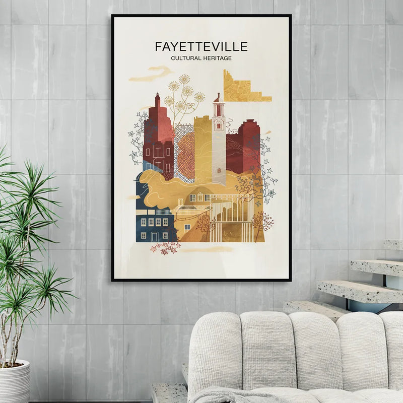 Fayetteville Cultural Heritage Sitting Room - Black Canvas Wall Art