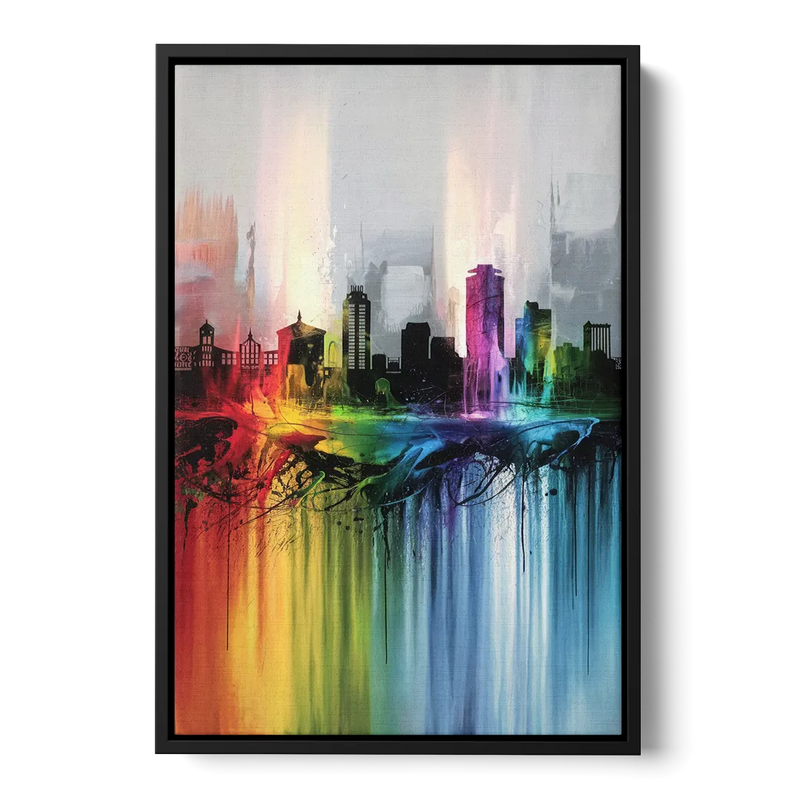 Fayetteville Downtown Skyline Front - Black Canvas Wall Art