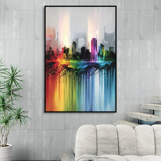 Fayetteville Downtown Skyline Living Room - Black Canvas Wall Art